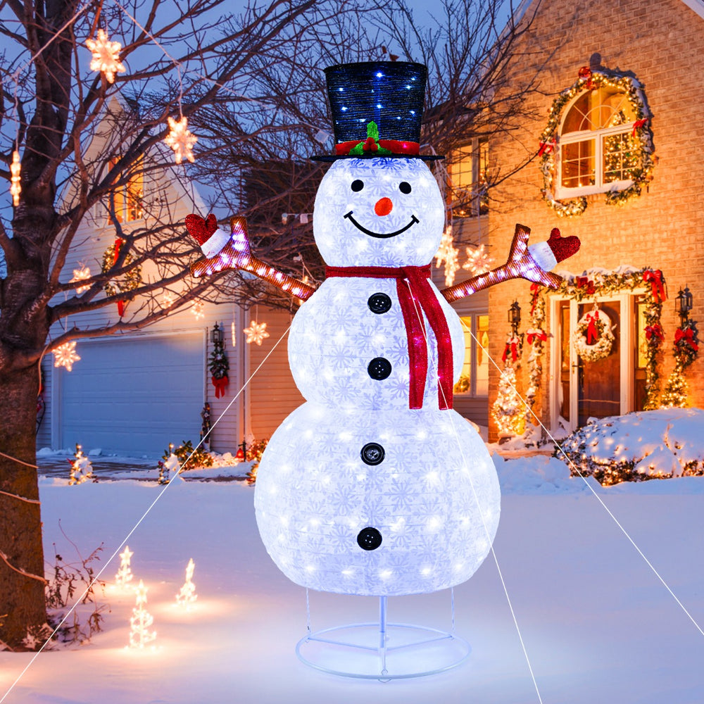1.8 m Pop-up Christmas Snowman with 200 Cold White LED Lights and Zip Ties - TidySpaces