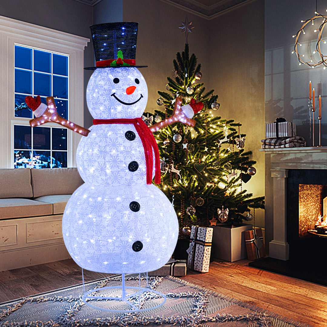 1.8 m Pop-up Christmas Snowman with 200 Cold White LED Lights and Zip Ties - TidySpaces
