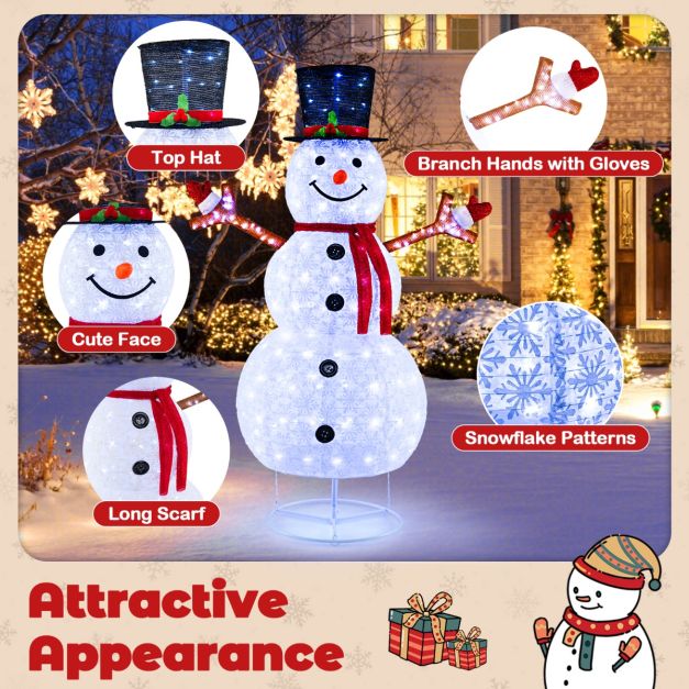 1.8 m Pop-up Christmas Snowman with 200 Cold White LED Lights and Zip Ties