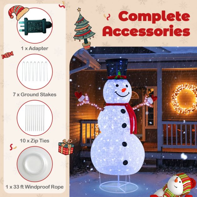 1.8 m Pop-up Christmas Snowman with 200 Cold White LED Lights and Zip Ties
