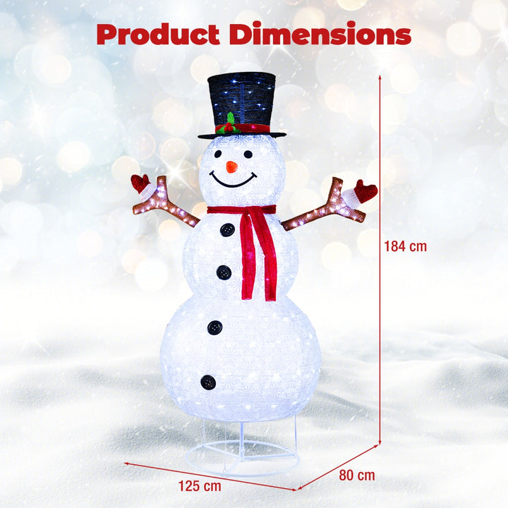 1.8 m Pop-up Christmas Snowman with 200 Cold White LED Lights and Zip Ties - TidySpaces