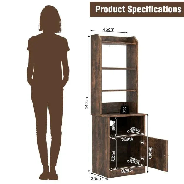 6-Tier Nightstand with Charging Station Bedside Tables Tall Night Stands-Rustic Brown - TidySpaces