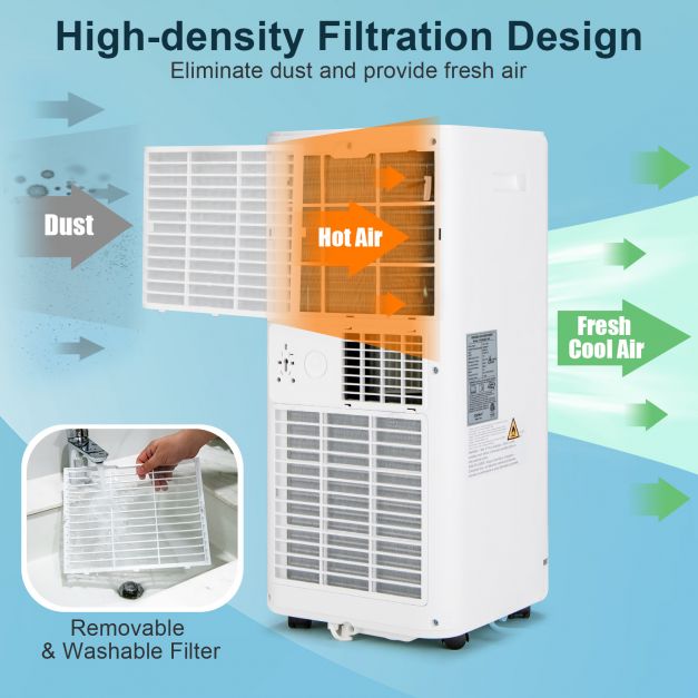 7000/9000 BTU 3 in 1 Portable Air Conditioner with Remote Control and 24H Timer