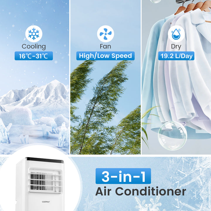 7000 BTU Portable Air Conditioner with Remote and Window Vent Kit-White