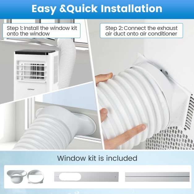 7000 BTU Portable Air Conditioner with Remote and Window Vent Kit-White