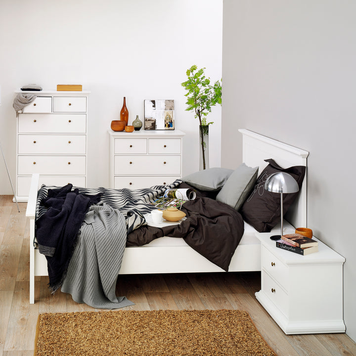 Paris Package - Bedside 2 Drawers in + Chest of 4 Drawers + Wardrobe with 2 Doors White - TidySpaces