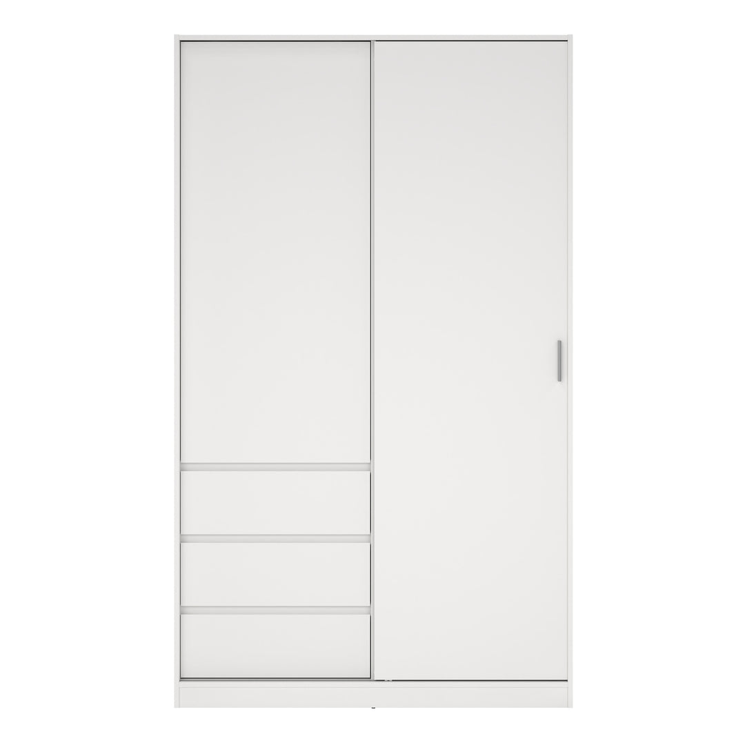 Naia Wardrobe with 1 Sliding Door and 1 Door + 3 drawers in White