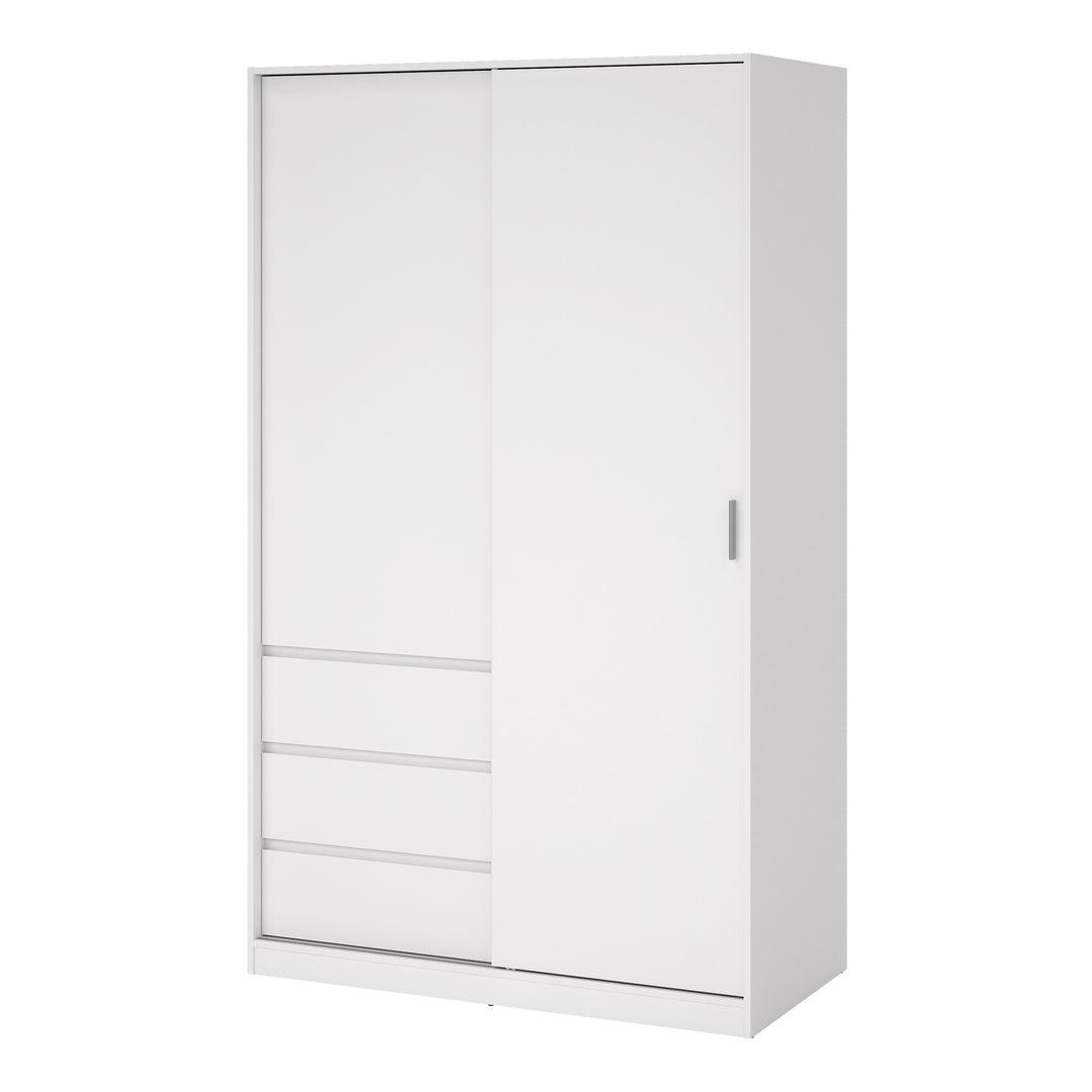 Naia Wardrobe with 1 Sliding Door and 1 Door + 3 drawers in White