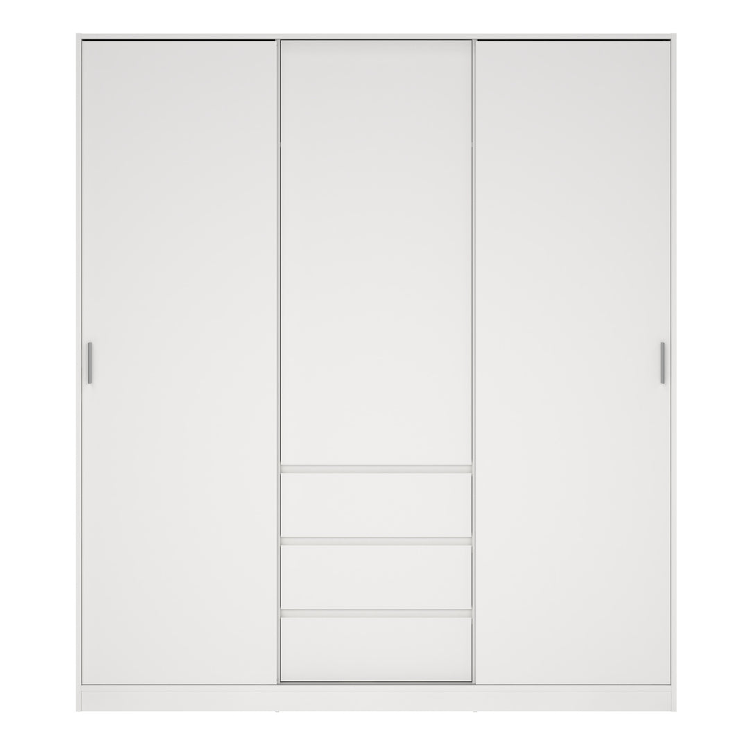 Naia Wardrobe with 2 sliding Doors + 1 Door + 3 drawers in White