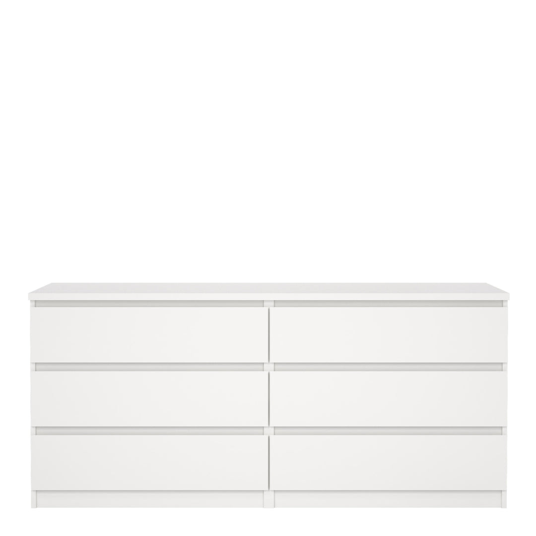 Naia Wide Chest of 6 Drawers (3+3) in White