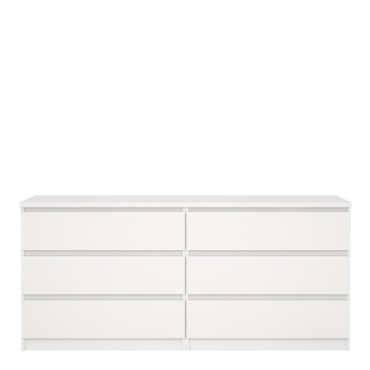 Naia Wide Chest of 6 Drawers (3+3) in White