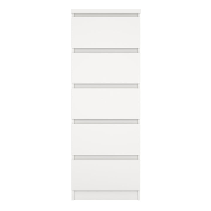 Naia Narrow Chest of 5 Drawers in White