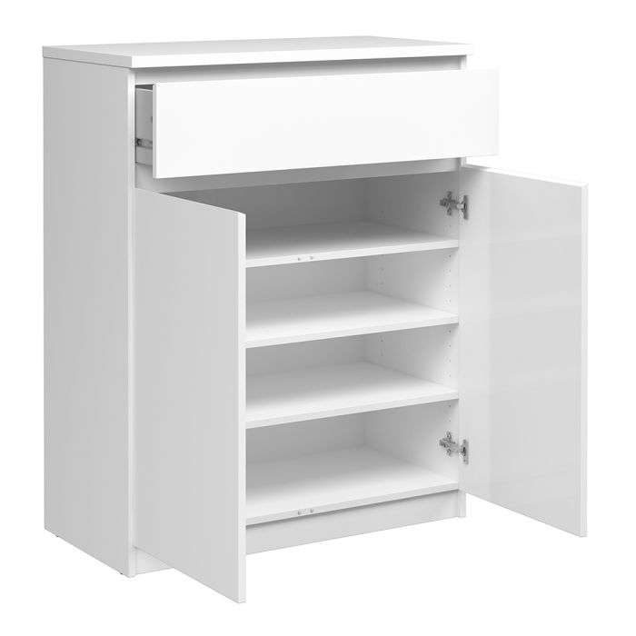 Naia Sideboard - 1 Drawer 2 Doors in White High Gloss - TidySpaces