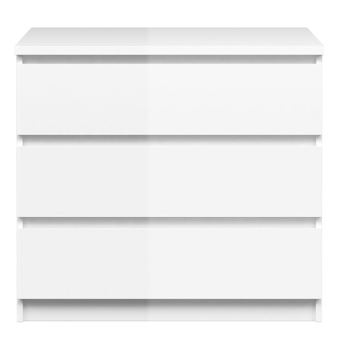 Naia Chest of 3 Drawers in White High Gloss - TidySpaces