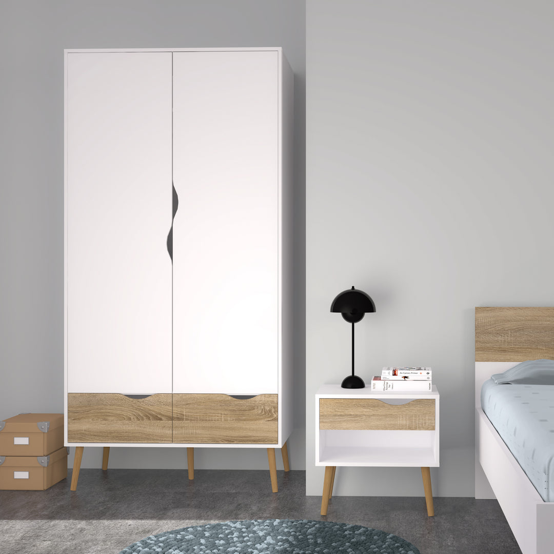 Oslo 3 Piece Bedroom Set White & Oak