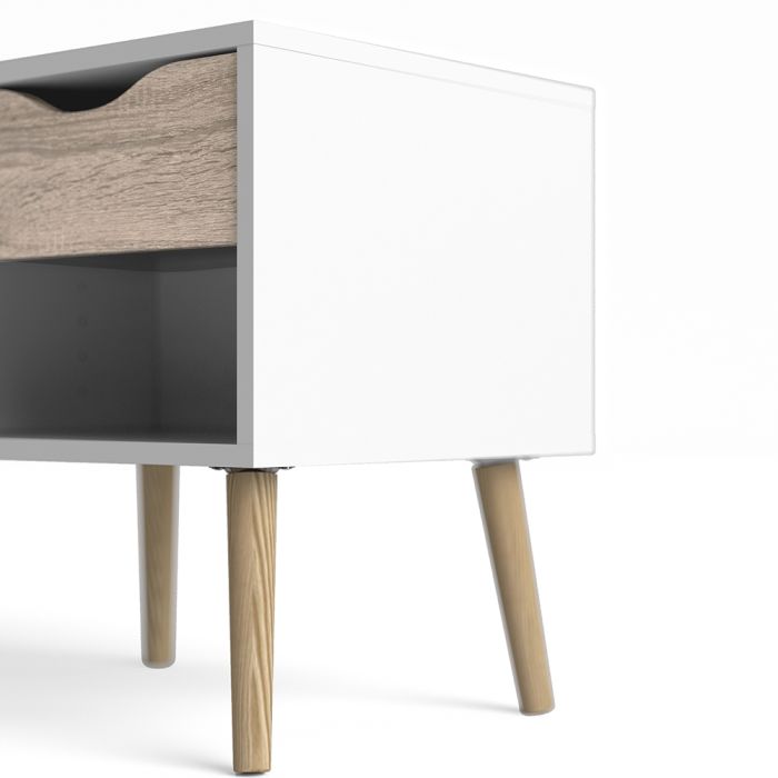 Oslo Bedside 1 Drawer in White and Oak - TidySpaces