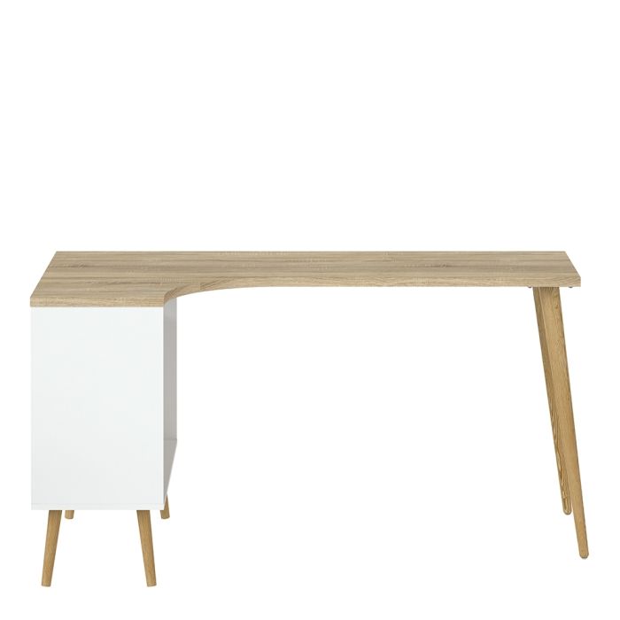 Oslo Desk 2 Drawer in White and Oak - TidySpaces