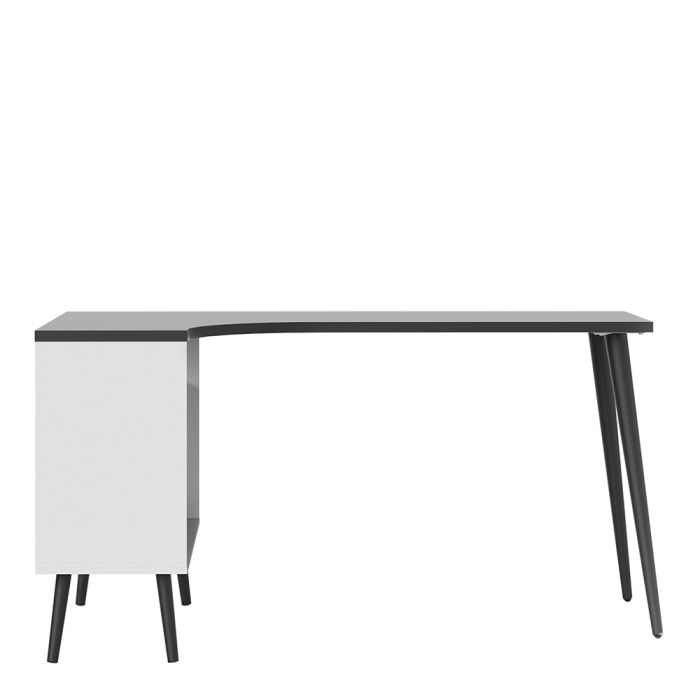 Oslo Desk 2 Drawer in White and Black Matt - TidySpaces