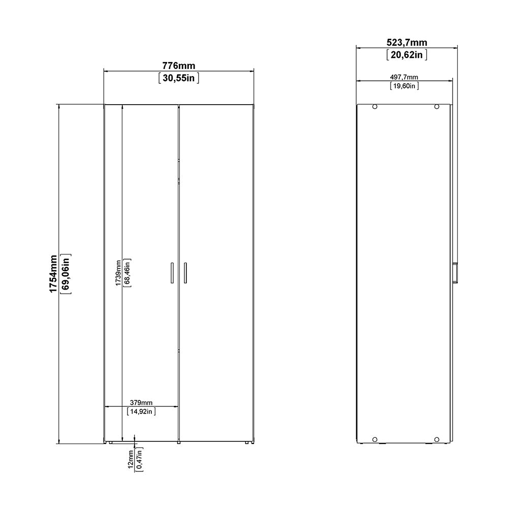 Space 3 Piece Bundle, Bedside, Chest and 2 Door 1 Drawer Wardrobe - TidySpaces