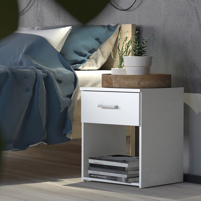 Space 3 Piece Bundle, Bedside, Chest and 2 Door 1 Drawer Wardrobe - TidySpaces