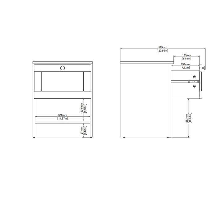 Brande Nightstand with1 Frame Drawer in White