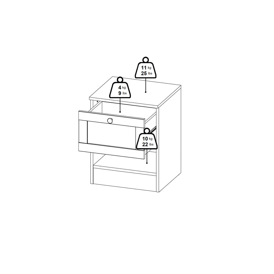 Brande Nightstand with1 Frame Drawer in White