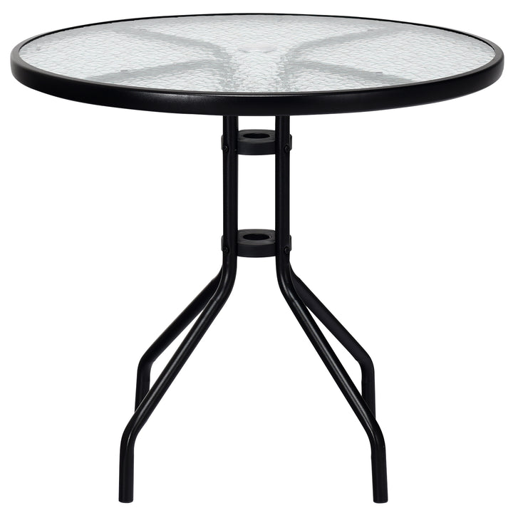 70 cm Patio Table with Tempered Glass Tabletop and Sturdy Metal Legs