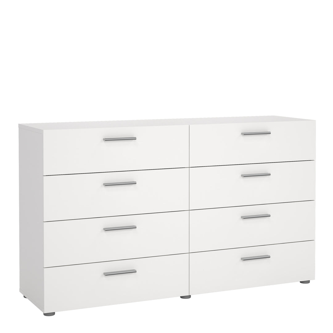Pepe Wide Chest of 8 Drawers (4+4) in White - TidySpaces