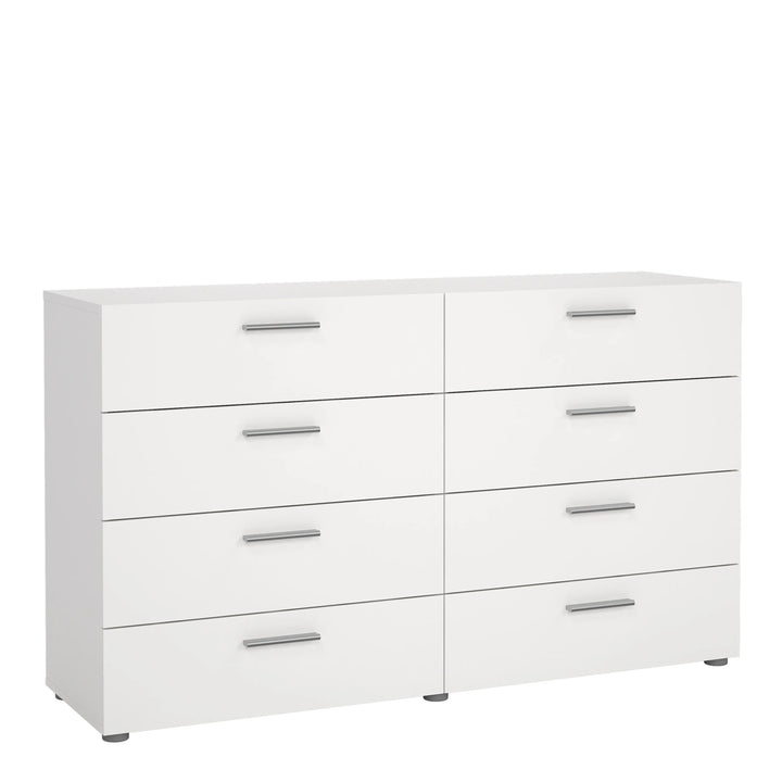 Pepe Wide Chest of 8 Drawers (4+4) in White - TidySpaces