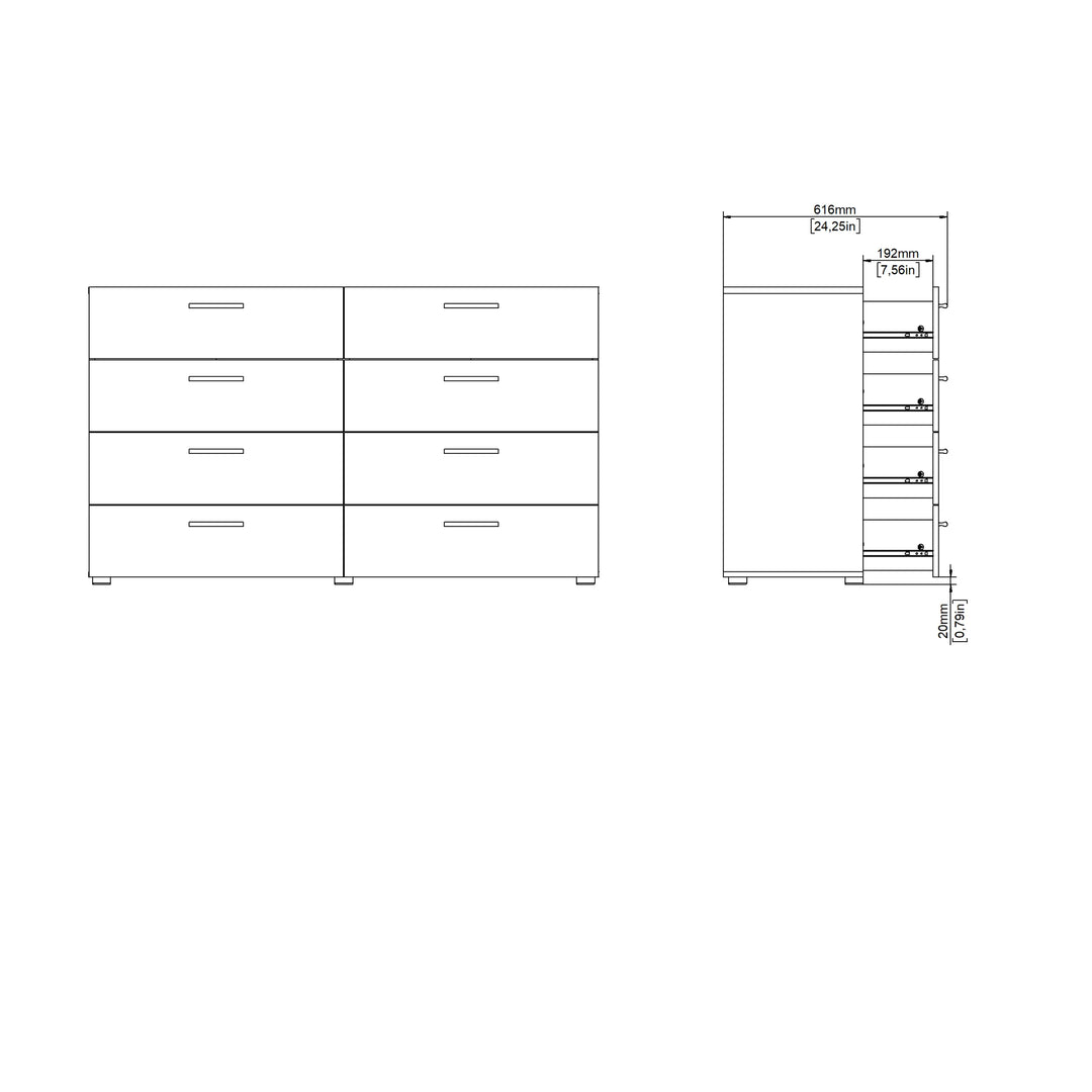 Pepe Wide Chest of 8 Drawers (4+4) in White - TidySpaces