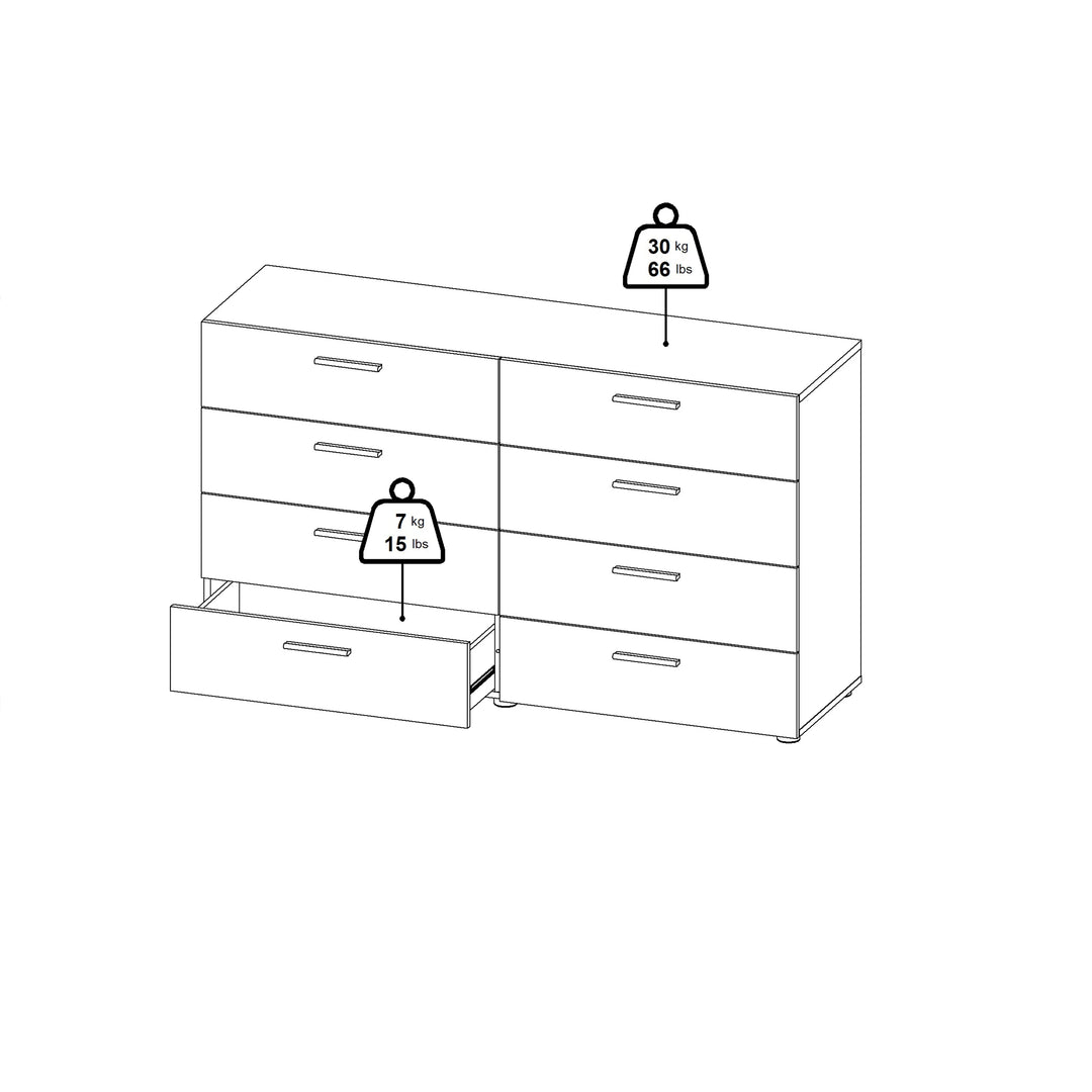 Pepe Wide Chest of 8 Drawers (4+4) in White - TidySpaces