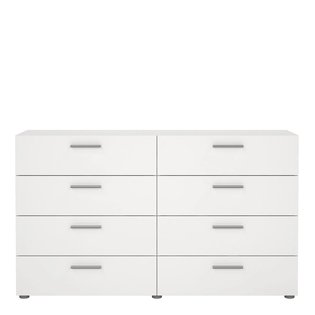 Pepe Wide Chest of 8 Drawers (4+4) in White - TidySpaces