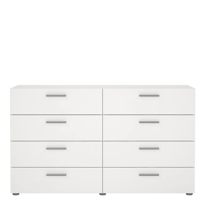 Pepe Wide Chest of 8 Drawers (4+4) in White - TidySpaces