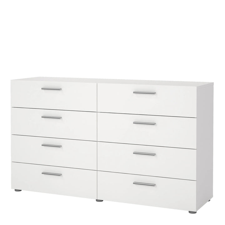 Pepe Wide Chest of 8 Drawers (4+4) in White - TidySpaces