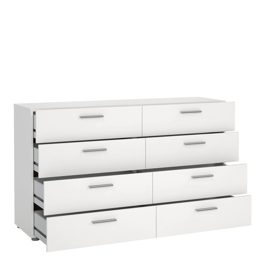 Pepe Wide Chest of 8 Drawers (4+4) in White - TidySpaces