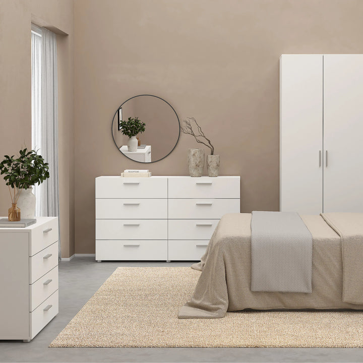 Pepe Wide Chest of 8 Drawers (4+4) in White - TidySpaces