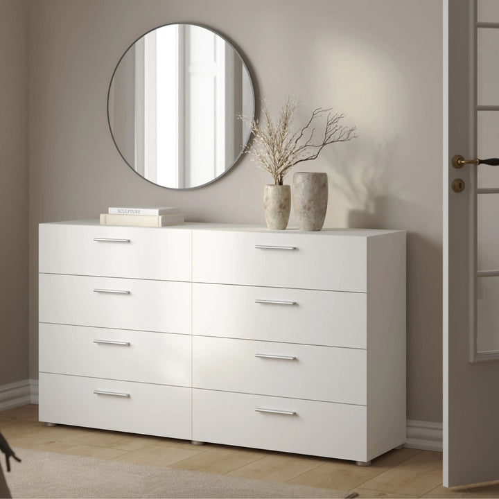 Pepe Wide Chest of 8 Drawers (4+4) in White - TidySpaces