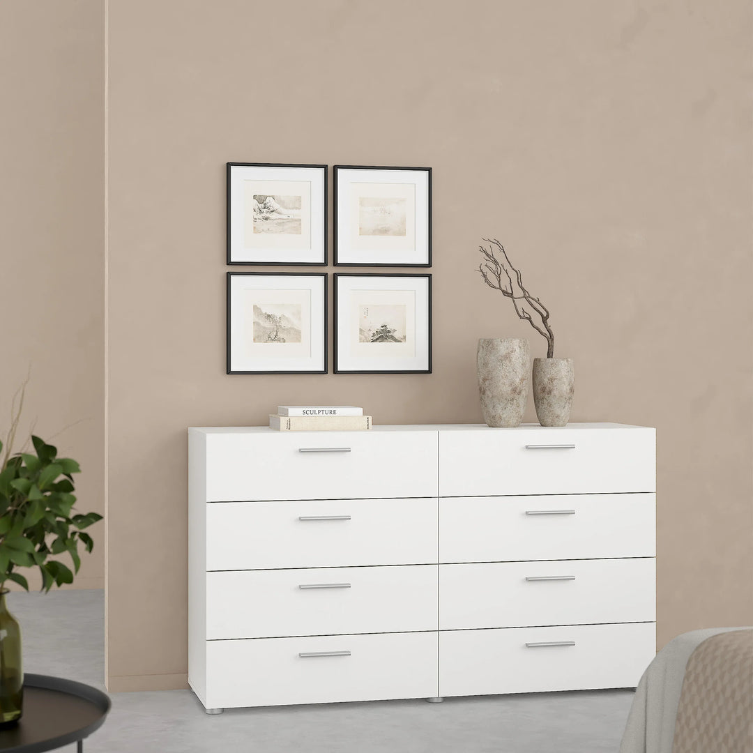 Pepe Wide Chest of 8 Drawers (4+4) in White - TidySpaces