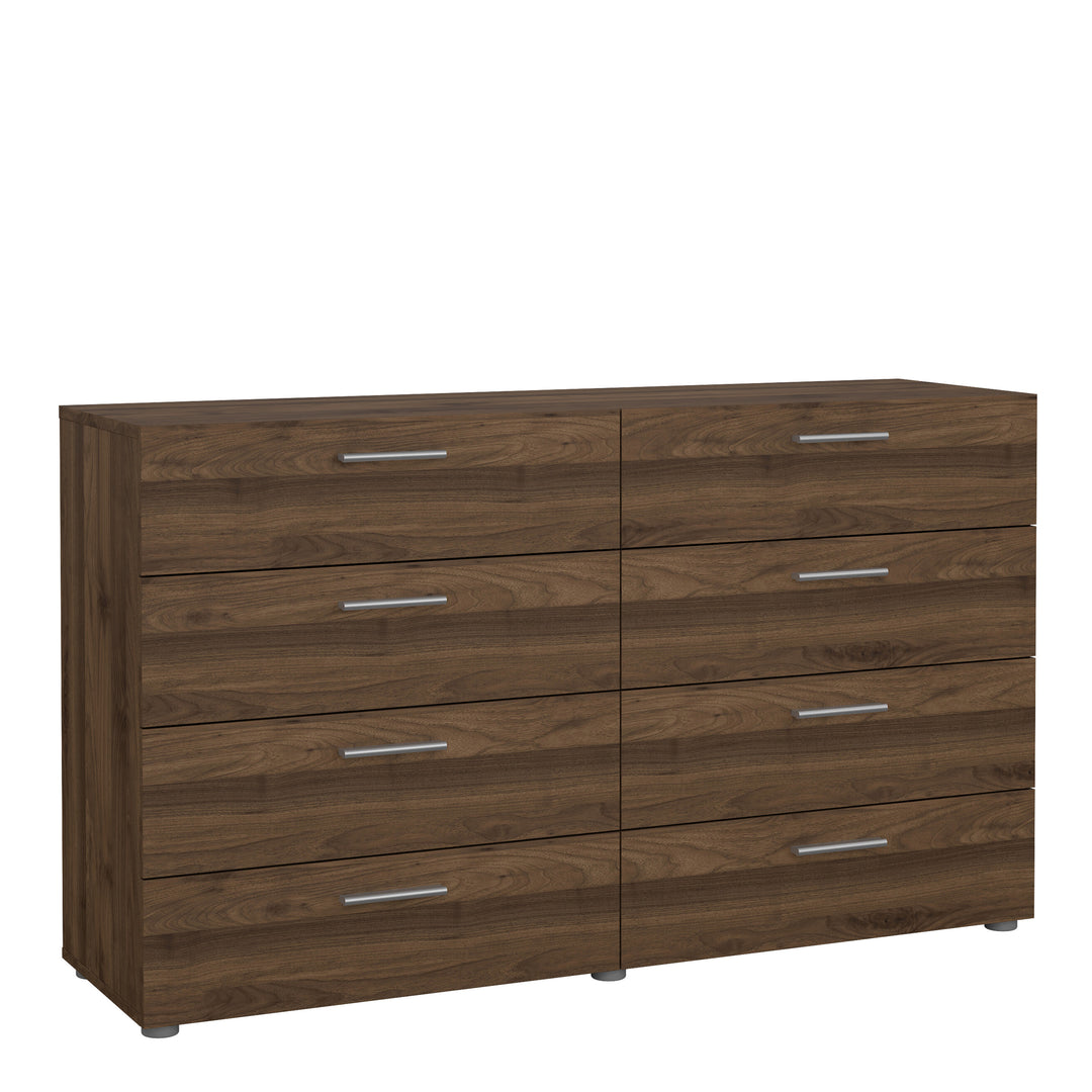 Pepe Wide Chest of 8 Drawers (4+4) in Walnut - TidySpaces
