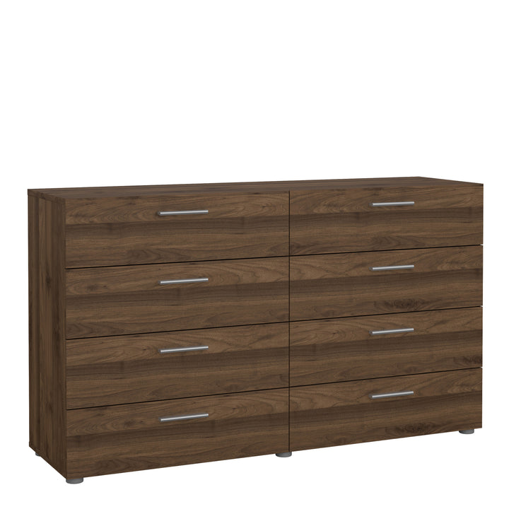 Pepe Wide Chest of 8 Drawers (4+4) in Walnut - TidySpaces