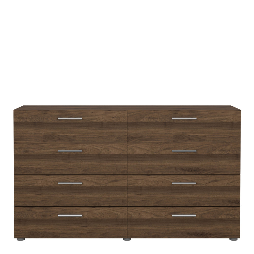 Pepe Wide Chest of 8 Drawers (4+4) in Walnut - TidySpaces