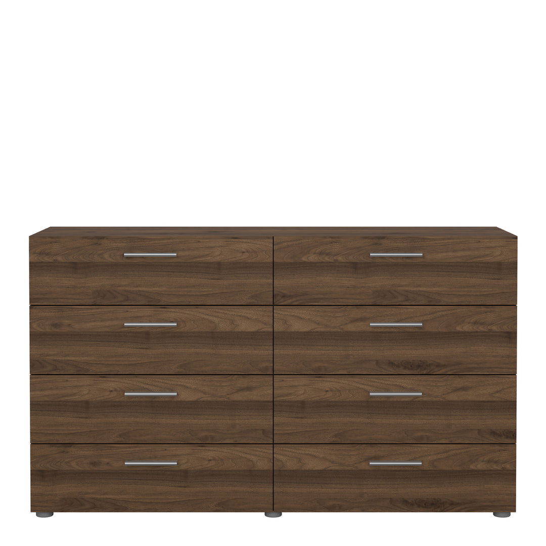Pepe Wide Chest of 8 Drawers (4+4) in Walnut - TidySpaces