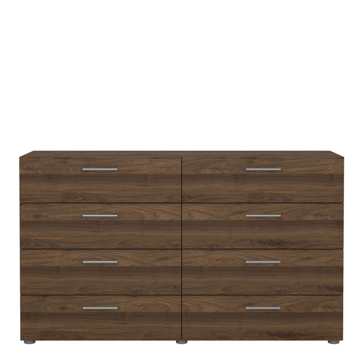 Pepe Wide Chest of 8 Drawers (4+4) in Walnut - TidySpaces