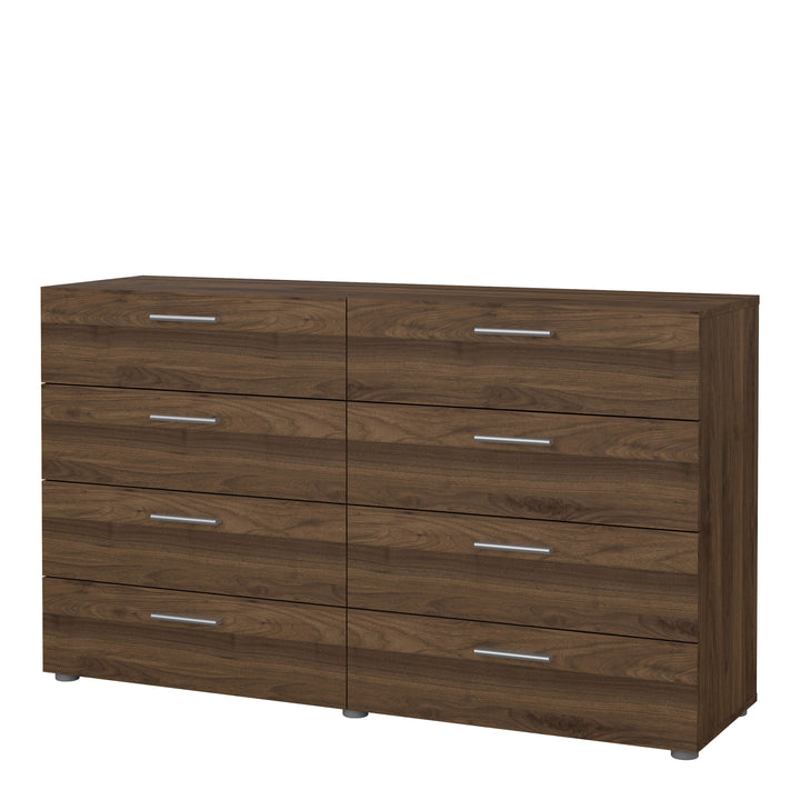 Pepe Wide Chest of 8 Drawers (4+4) in Walnut - TidySpaces