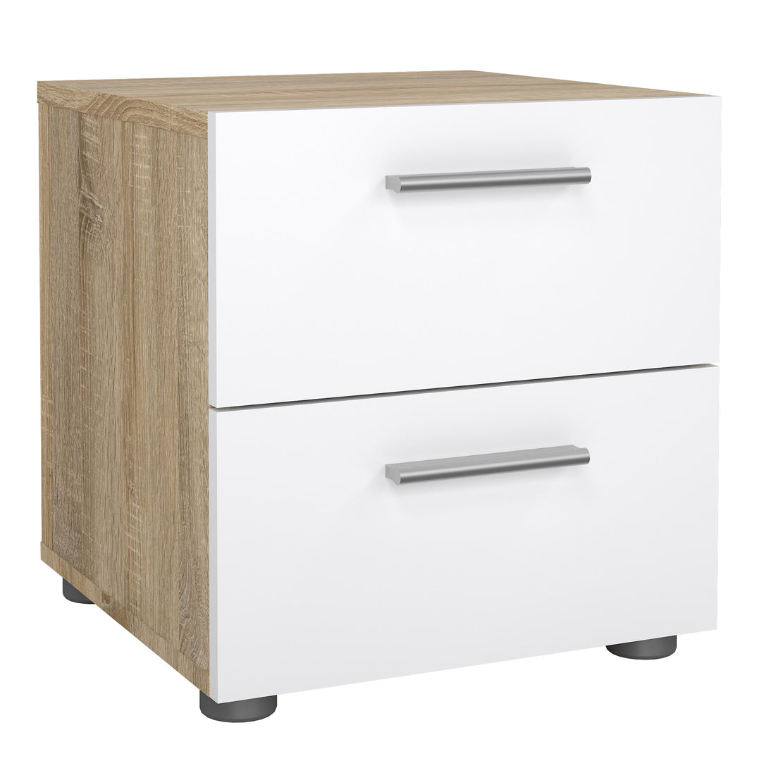 Pepe Bedside 2 Drawers in Oak structure/White High Gloss - TidySpaces