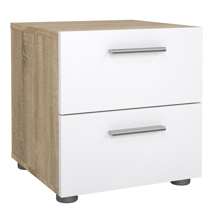 Pepe Bedside 2 Drawers in Oak structure/White High Gloss - TidySpaces