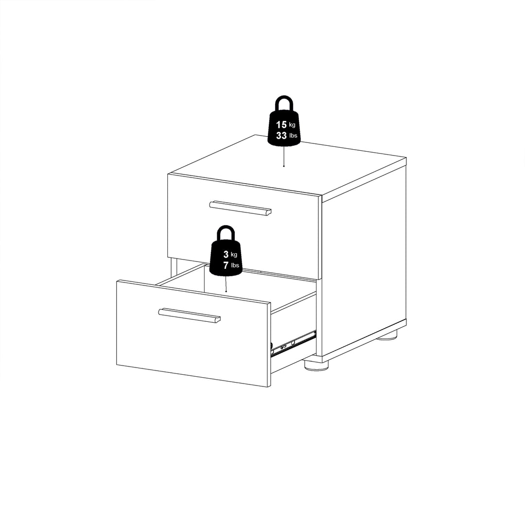 Pepe Bedside 2 Drawers in Oak structure/White High Gloss - TidySpaces