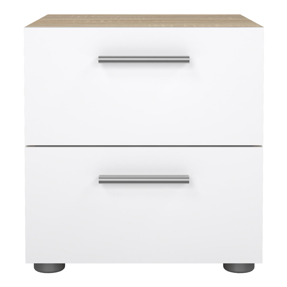 Pepe Bedside 2 Drawers in Oak structure/White High Gloss - TidySpaces
