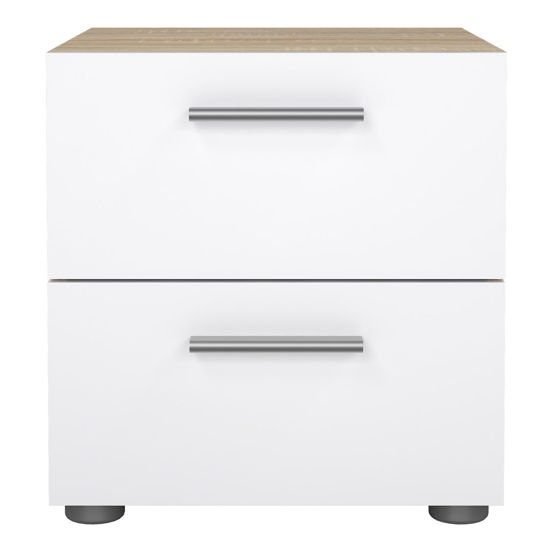 Pepe Bedside 2 Drawers in Oak structure/White High Gloss - TidySpaces