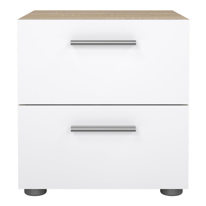 Pepe Bedside 2 Drawers in Oak structure/White High Gloss - TidySpaces